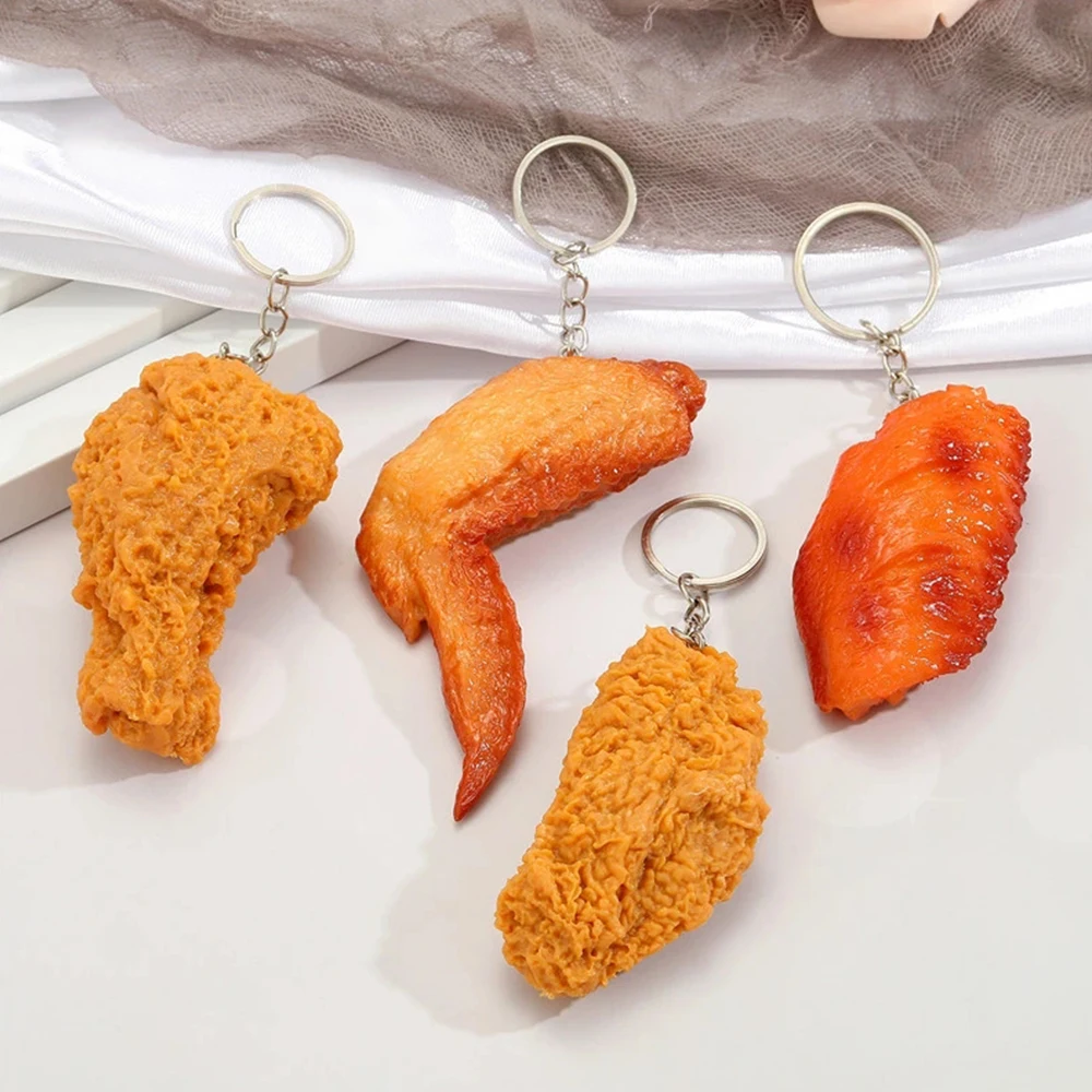 Portachiavi imitazione cibo Realistico coscia di pollo fritto Ali