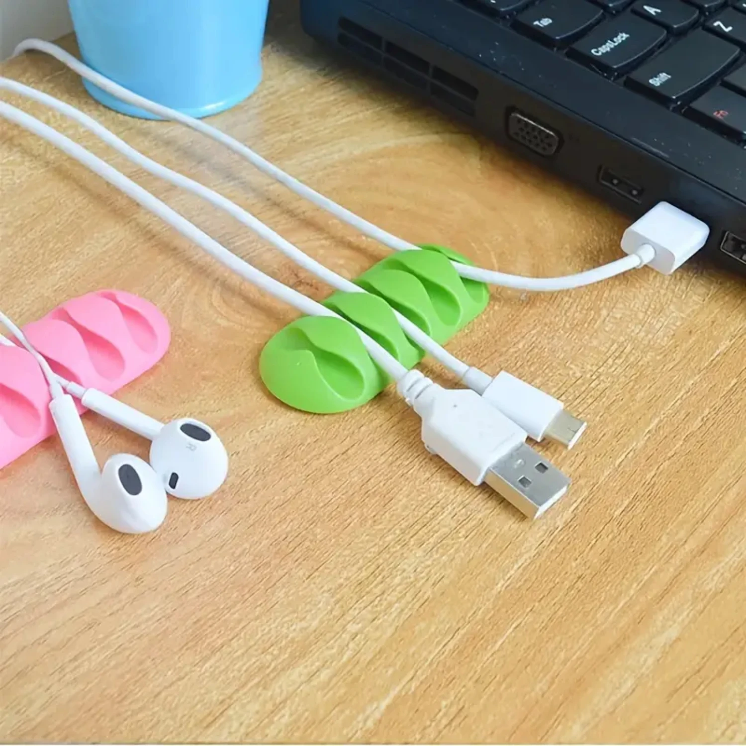 1pc 5 In 1 USB Data Cable Holder Charger Holder Desktop Fixed Card