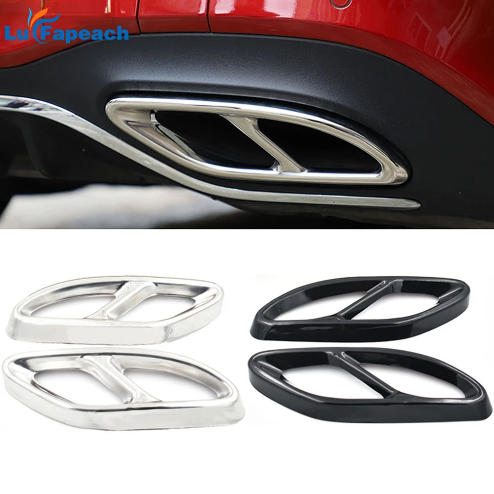 Stainless Steel Exhaust Pipe Cover Trim for Mercedes Benz A B C E GLC GLE Class W176 W246 W205 W213 AMG Car Styling 2pcs