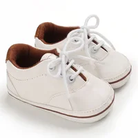 Newborn Baby Shoes Boy Girl Classical Sport Sneakers Soft Sole PU Leather Lace Up Multi-Color First Walker Casual Shoes 0-18M 2