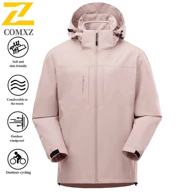 Winter 3-in-1 Couple Windbreaker Jacket Waterproof Windproof Thermal Fleece-Lined Outdoor Hiking Camping Fishing Breathable Coat