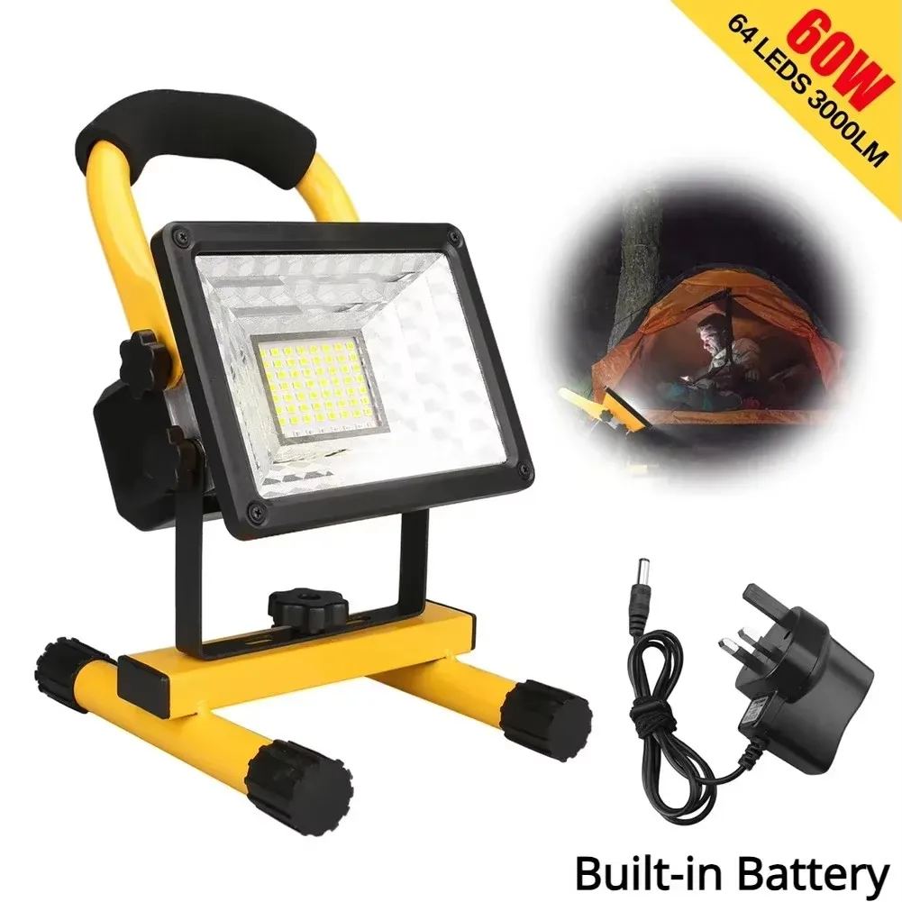 30W/60W LED Portable Rechargeable Floodlight Waterproof Spotlight Battery Powered Searchlight Outdoor Work Lamp Camping Lantern led flashlight camping lights camping lamp led work light work light