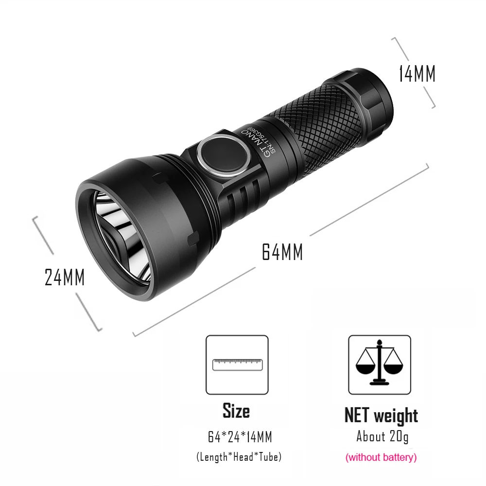 EDC LED Outdoor Lighting Rechargeable Flashlight High Power Torch Powerful 370 Meters Camping Lamp 10280 Battery Lantern GT NANO, led flashlight, camping lantern, led lantern, halloween led lamp