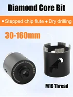 Forets diamantés à noyau M16 de 30 à 160mm, scie à trou pour mur en béton adaptée à l'installation de climatiseur, perçage sec dans brique, ciment et mur béton, compatible avec queue SDS-Max, outil professionnel pour t 1