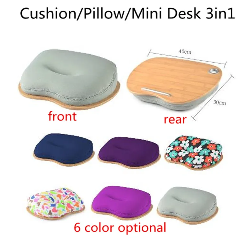 Laptop Mini Table Multifunctional Stands for Pad/Phone/Book Protable Picnic/Camping/Sofa Pillow Seat Cushion Cup Wood Tray