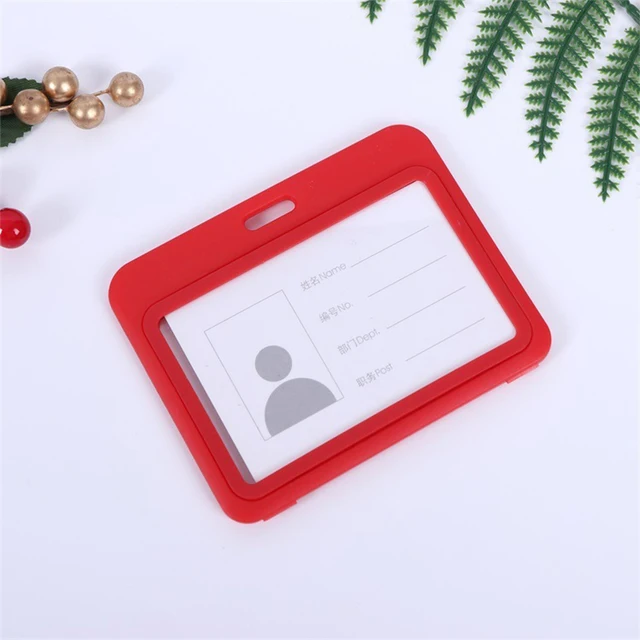 Cheap Transparent Credential Badge Holder Lanyard for Business Meeting Visiting Hang Pass Tag ID Card Candy Color Protector Case H-Red