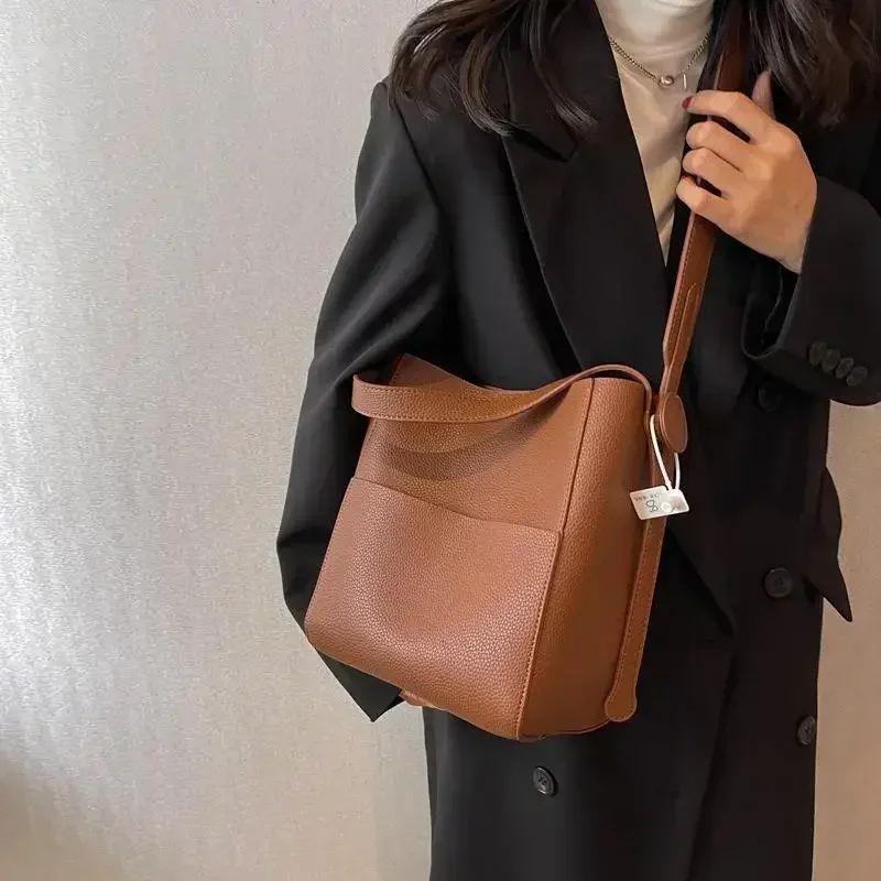 Bucket Shoulder Side Bags for Women 2026 Female Designers Trend Small Leather Crossbody Bag Purses and Handbags