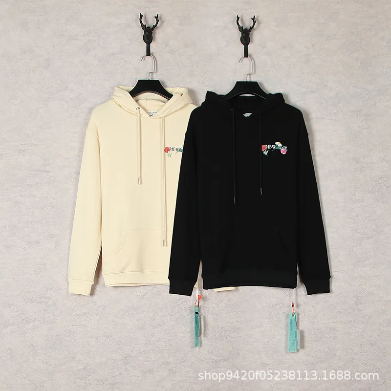 

2024 new fashion OFF WHITE 24SS fall and winter plants and flowers series hooded sweatshirt men and women with wholesale