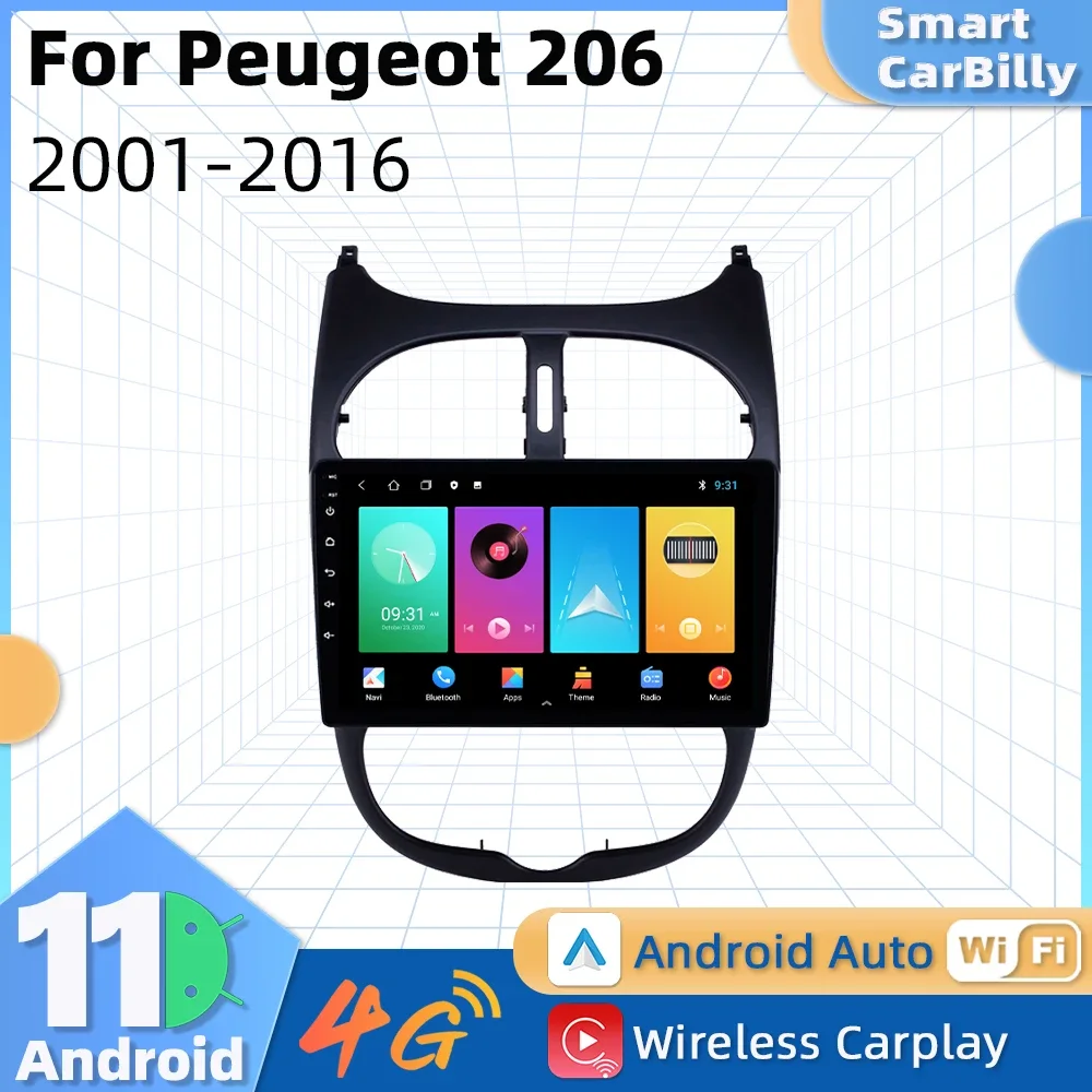 

Автомагнитола 2 Din Android для Peugeot 206 2001-2016, автомобильный стерео экран, мультимедийный аудио плеер, GPS-навигация, головное устройство, Авторадио