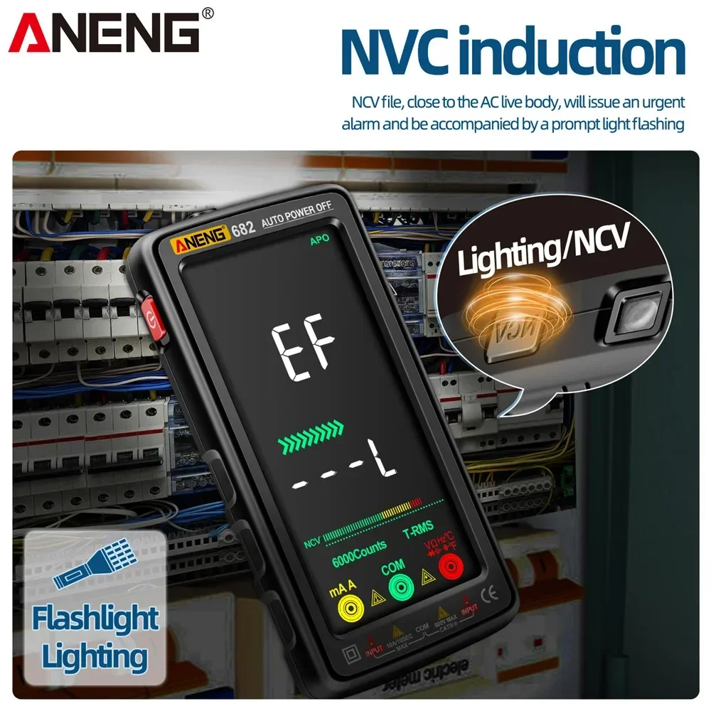 ANENG 682 Smart VA Reverse Multimeter Rechargeable Ammeter 6000 counts AC/DC Current Voltage Buzzer Electric Ohm Diode Test Tool