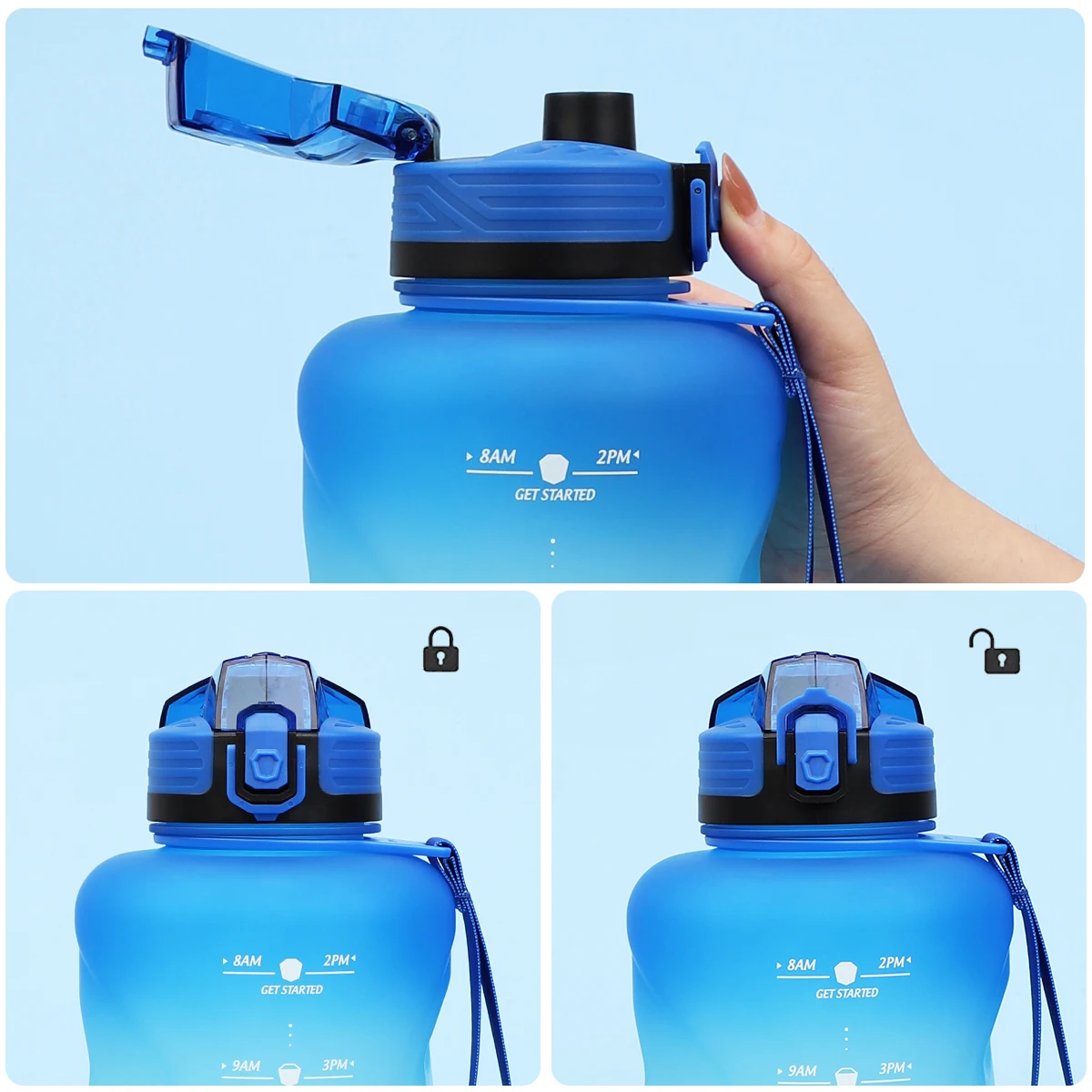 1500ML Sports Water Bottle Large Capacity Fitness With Scale Gradient Kettle Outdoor Plastic Portable Leakproof Water Bottle
