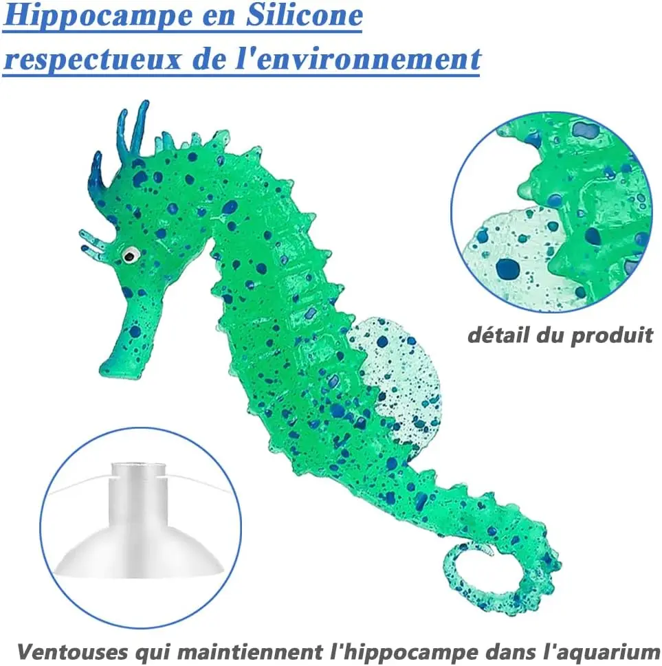 Fish Tank Ornaments Fish Tank Decorations Aquarium Ornaments Mini Landscape Ornaments Glow in Dark Luminous Seahorse Aquarium Decorations for Fish Tank Silicone Seahorse Underwater Landscape Ornament Decoration
