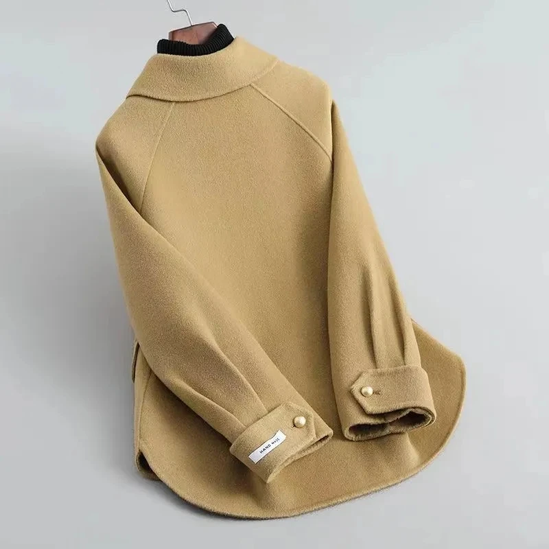 Korean Warm Wool Blend Women Short Chaqueta Elegant Chic Ol Woolen  Fall Winter Overcoat Jacket Office Ladies Classic Jaqueta