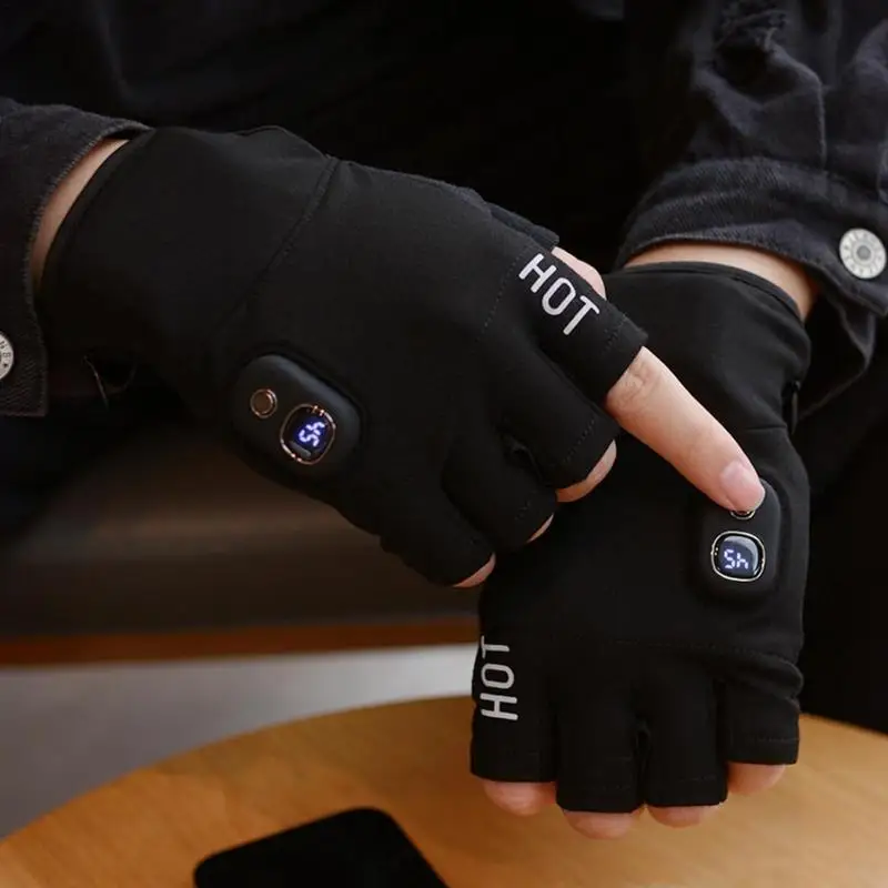 Heated Gloves 2000mAh rechargeable battery  3 Temperature Settings Working Fingerless Mittens Smart wireless Glove Hand Warmers 3