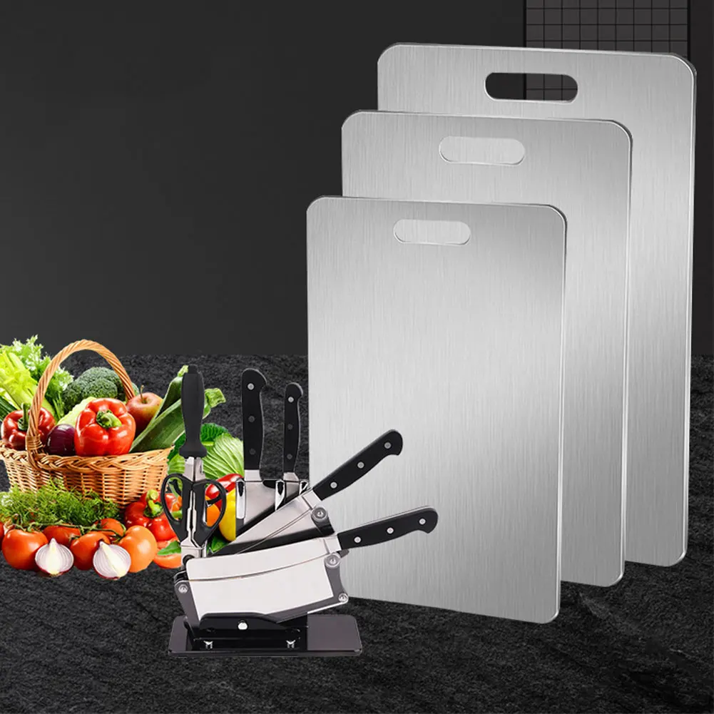 Description Picture 5 of item1PC Stainless Steel Panel Chopping Board Household Meat Fruit Vegetables Cutting Board Block Kitchen Baking Kneading Dough Board