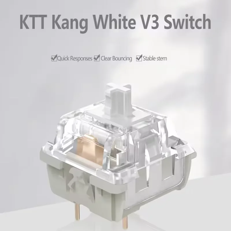 KTT Kang White V3 Linear RGB Switches - 45g, 3-Pin for Custom DIY Mechanical Keyboards
