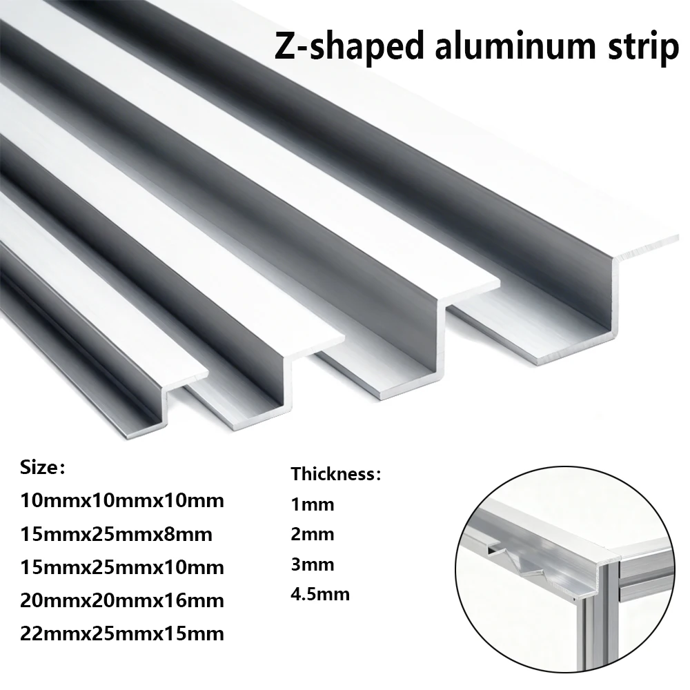 Z-förmige Aluminium-Kantenverkleidung 10/15/20/22 mm, flexible dekorative Formplatte für Schranktür-Fensterrahmen (1 Stück) – Detail 1