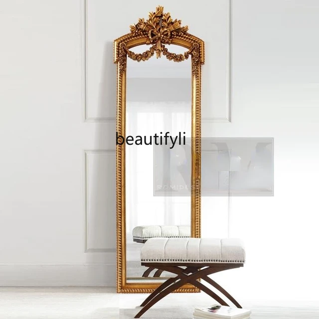 Miroir décoratif étroit et fin, petit miroir de Dressing, couloir de Style  européen et américain, miroir à langer d'entrée de luxe or - AliExpress