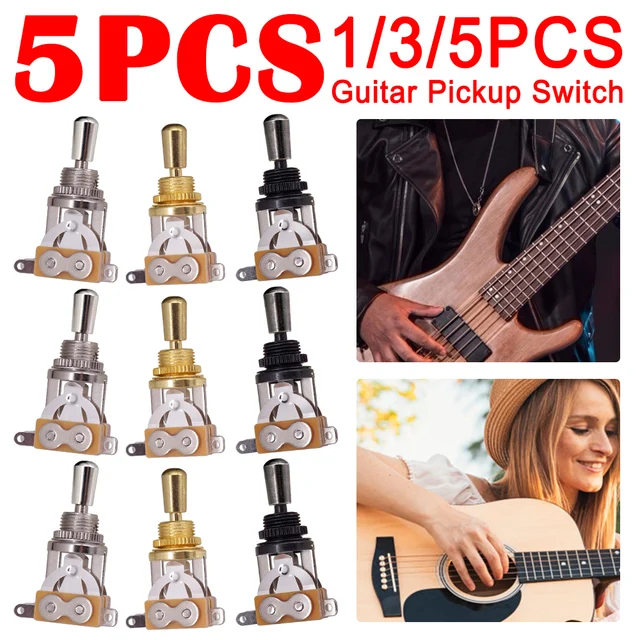 1-5PCS 3 Way Short Straight Guitar Toggle Switch Pickup Selector with Brass Hat for Les Paul LP SG Electric Guitars Accessories 1-5PCS 3 Way Short Straight Guitar Toggle Switch Pickup Selector with Brass Hat for Les Paul LP SG Electric Guitars Accessories