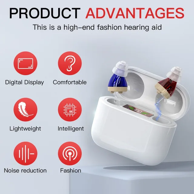 ITE Apparecchio Acustico Ricaricabile Anziani Ipoudenti Display Digitale Amplificatore Audio Senza Fili Dispositivo Invisibile 4