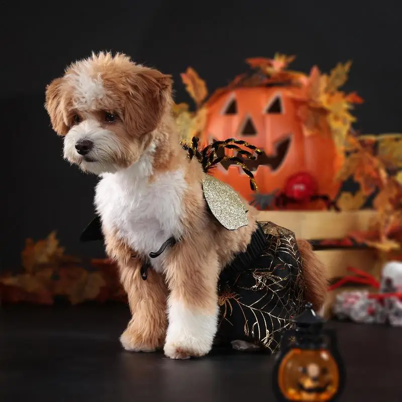 Spider Costume For Dogs Horror Cosplay Costume For Halloween Gothic Lightweight Dog Apparel Holiday Pet Skirt Celebrations
