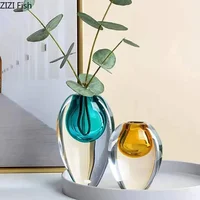 Gradient Color Glass Vase Transparent Hydroponic Flower Pots Desk Decoration Flower Arrangement Floral Vases Modern Home Decor 2