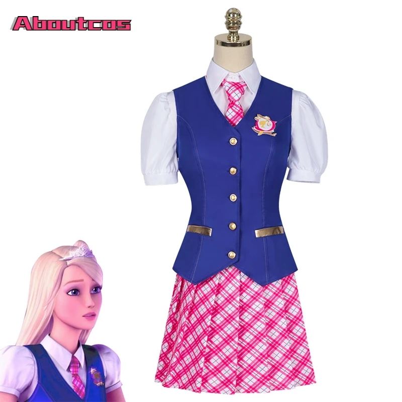 

Aboutcos Movie Princess Charm School Delancey Wen Cosplay Costume Woman Top Skirt Suit JK Uniform Set Halloween Costume