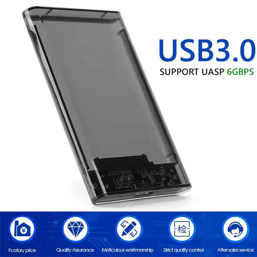 USB 3.0 Transparent Mobile Hard Disk Box 2.5 Inch SATA Serial Port SSD External Hard Drive Enclosure Disk Boxs
