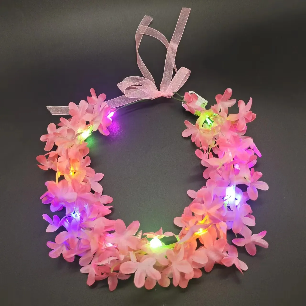 Garland Glowing Tiara Wreath Crown Flower Headband Glowing Wreath for Wedding Party Christmas