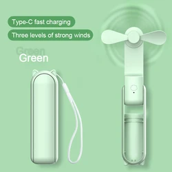 Compact Rechargeable High - Power Portable Fan with Foldable Design (Green)