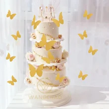 

48PCS Pearl Paper Butterfly Simulation Butterfly Cake Topper Romantic Wedding BakIng Cupcake Topper Party Decoration