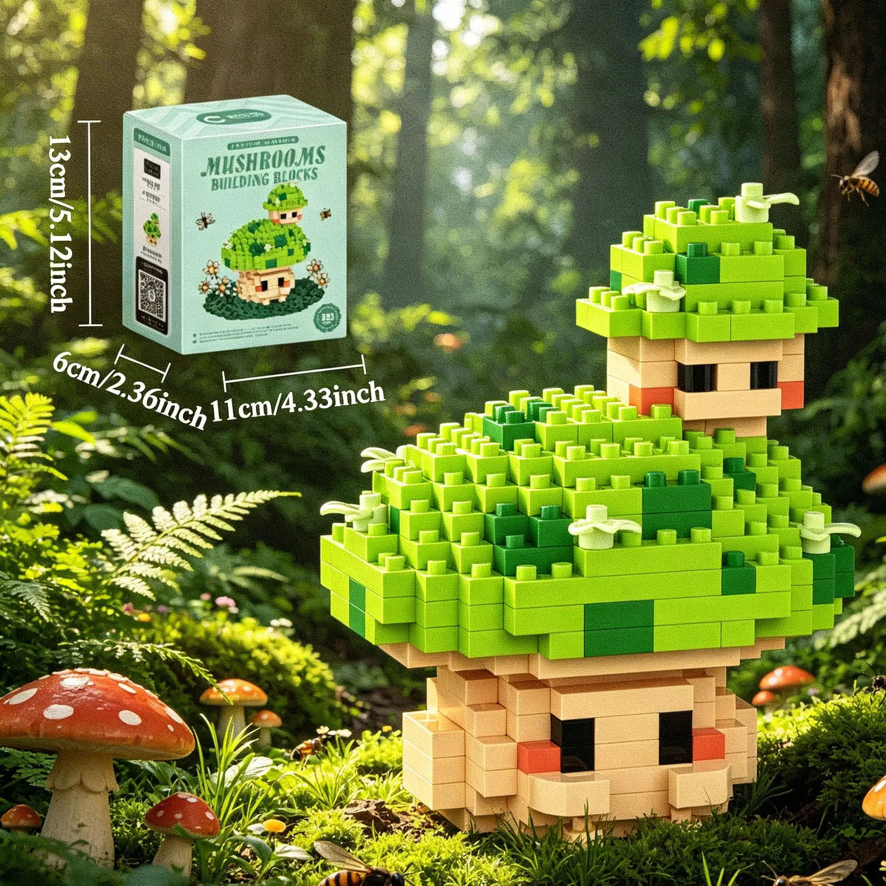 305pcs 버섯 3D 퍼즐 빌딩 블록 장난감, DIY 크리 에이 티브 분재 장식품 홈 장식, 크리스마스 할로윈 생일 선물