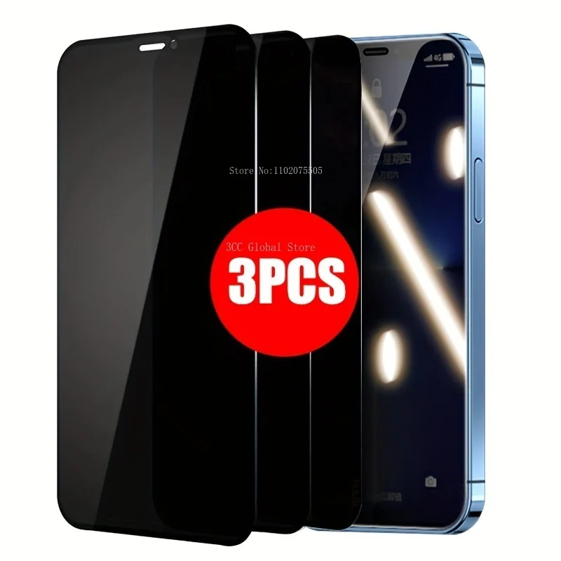 3Pcs Privacy Screen Protector Per Iphone 14 Pro Max 13 12 Mini 7 8Plus Vetro Temperato Per Iphone 15 Pro Max 11 Xs Max Xr Glass
