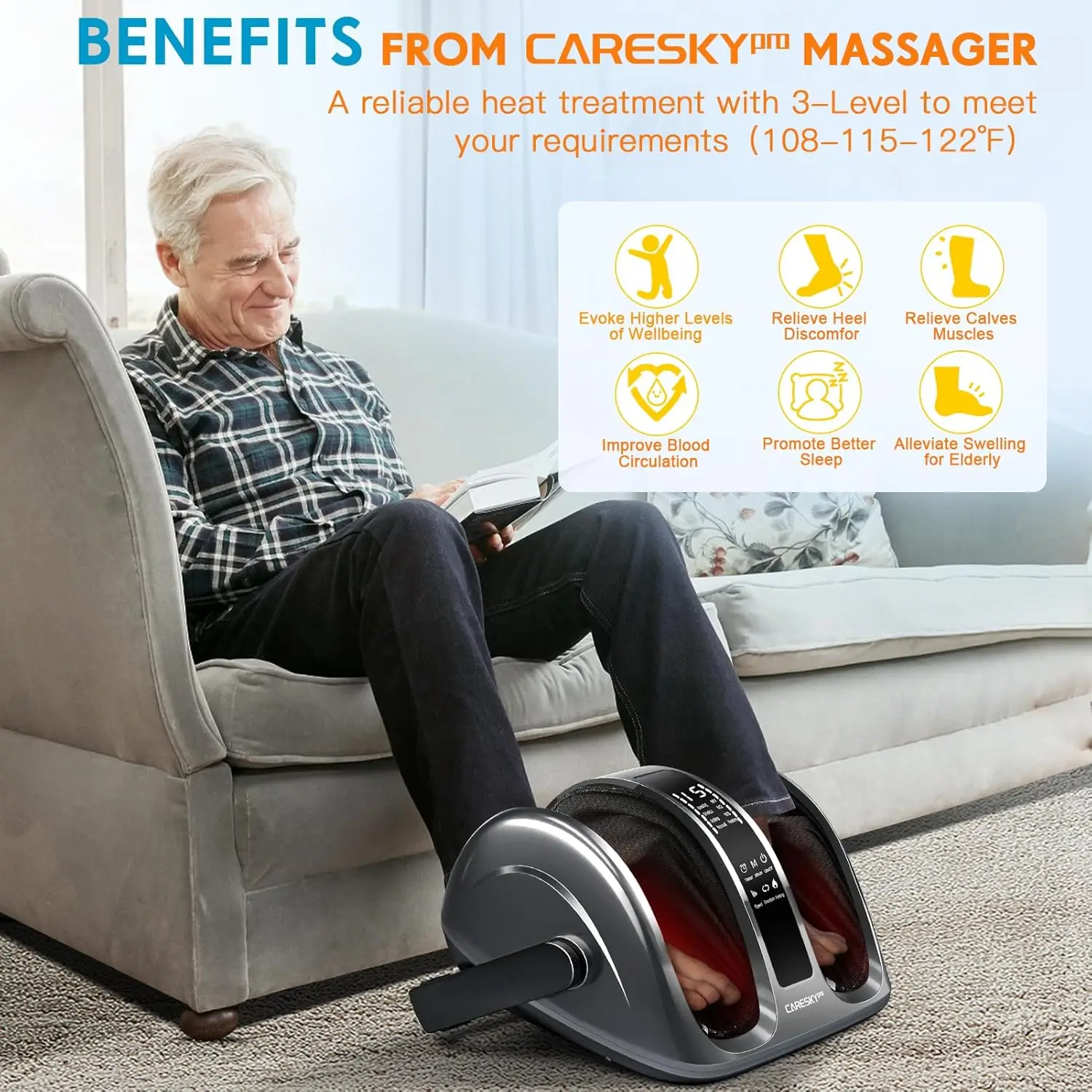 Foot  Machine with Heat & Remote, Single Hand Handle, 3-Heating for Circulation and Pain Relief, Deep Kneading R 2