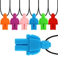 Baby BPA Free Molar Stick Rod Sensory Robot Chewing Pendant Necklace Silicone Chew Baby Teether Toy 1