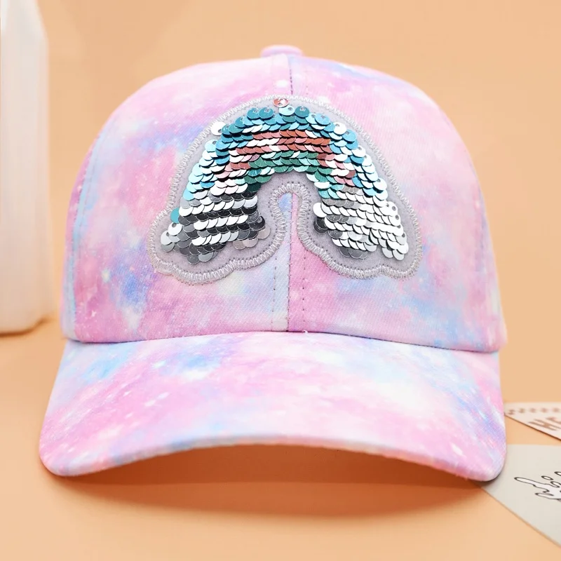 Children's Cute Rainbow Baseball Cap for Boys Girls Adjustable Stylish Colorful Unisex Design Peaked Cap Kids Outdoor Sun Hat