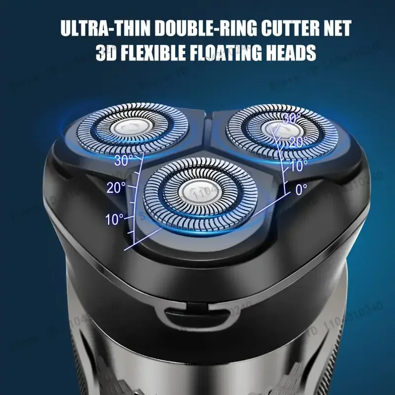 남성용 전기 면도기 USB 충전식 헤어 트리머 3D 플렉시블 플로팅 헤드로 조절 가능한 면도 스트로크 남성용 면도기