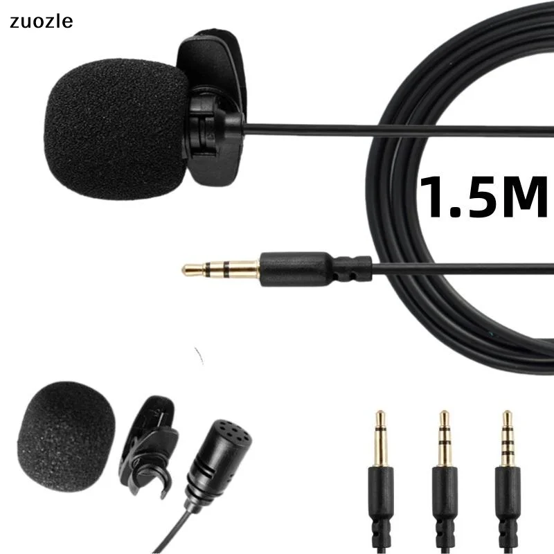 1Pcs 1.5 미터 미니 휴대용 라발리에 유선 3.5mm 마이크 핸즈프리 콘덴서 클립온 라펠 마이크 전화 및 노트북 PC용