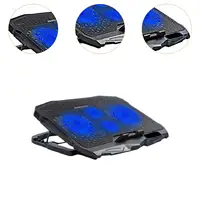 1Pc Laptop Fan Cooling Pad with Big Fans, Portable Laptop Cooling Fan with 2 in 1 USB Port, Blue LED Light Adjustable Stand Pad - Image 3