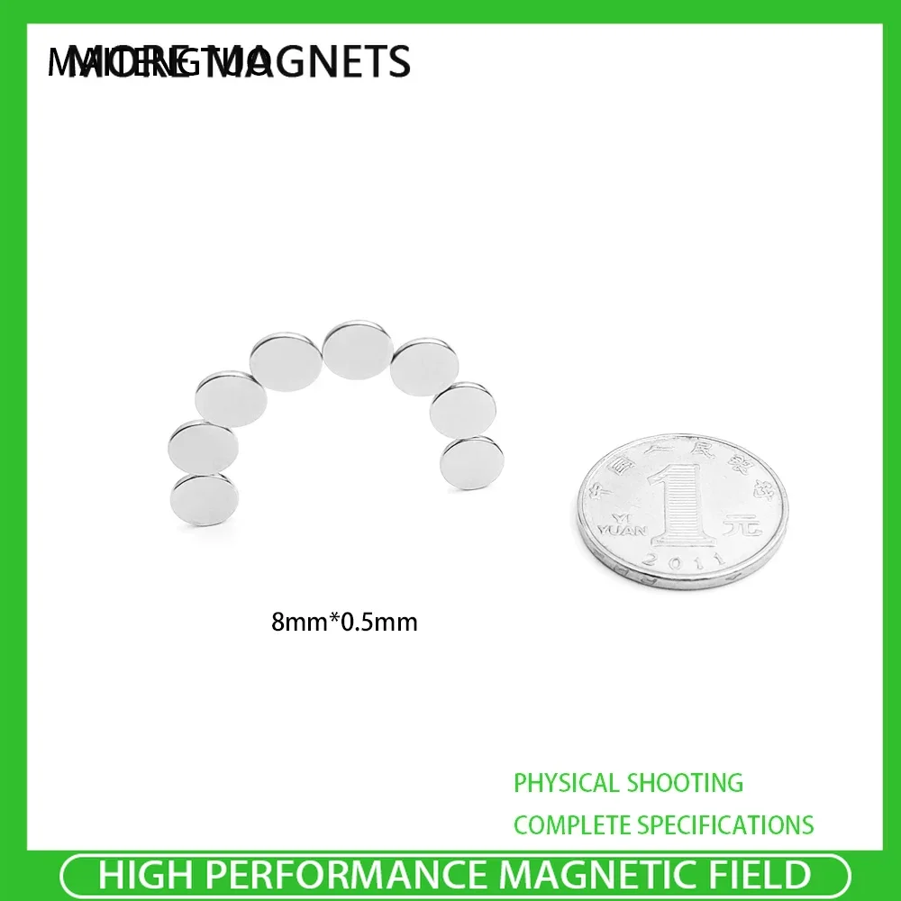 

50/100/200/300/500/1000PCS 8x0.5mm Neodymium Magnet N35 NdFeB Round Super Powerful Strong Permanent Magnetic imanes Disc