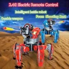 DIY Shooting Game Six-legged Spider Robot 2.4G Radio remote control Double weapon RC Robot Toys For Children Gifts Puzzle Robot 2