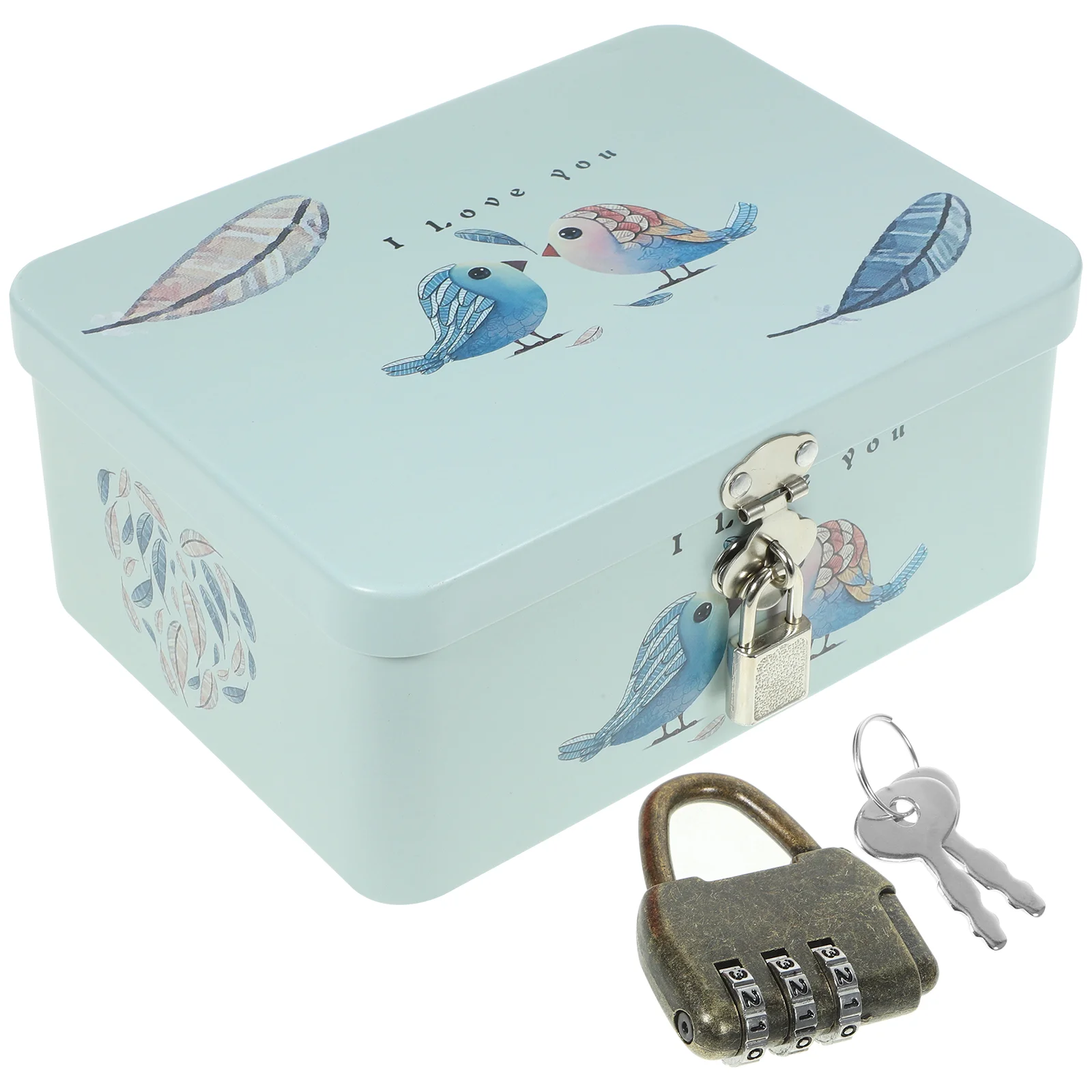 

1 Set Tinplate Storage Box Multi-functional Desktop Sundries Storage Box Delicate Metal Box with Lock