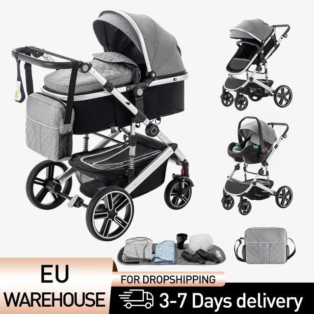Poussette bébé 3 en 1 luxueux Portable voyage landau pliable landau haute paysage cadre en aluminium nouveau-né poussette pour bébé 1