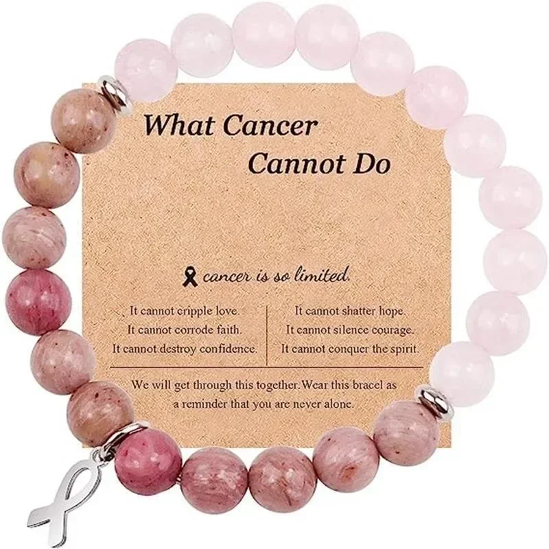 Breast Cancer Awareness Natural Stones Crystal Bracelet Message Card Jewelry fashion bracelet fashion jewelry