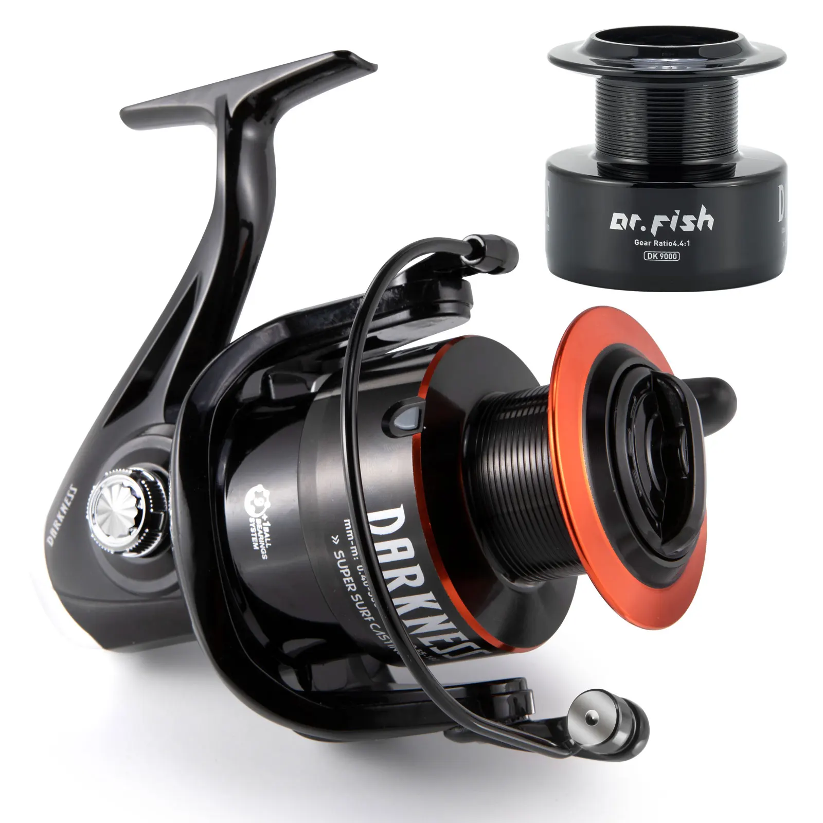 Surf Fishing Spinning Reel 9+1BB 4.4:1 Max Drag 35lb CNC Aluminum Spool  Carbon Fiber Drag Graphite Body Saltwater