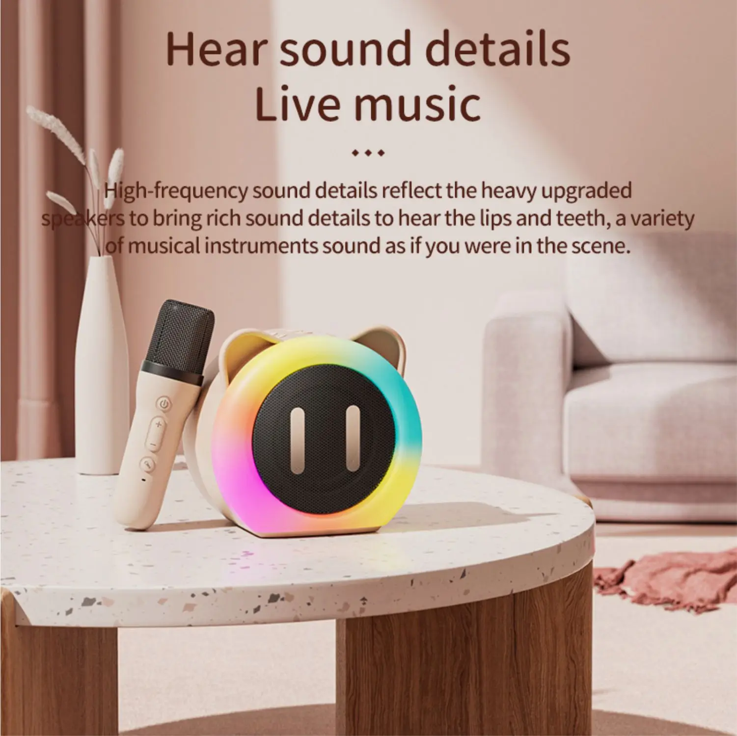 PARAMITA Bluetooth Speaker Portable Home Cute Karaoke Mini Wireless Audio with Microphone Home Karaoke Singing Machine Kids Gift - Image 3