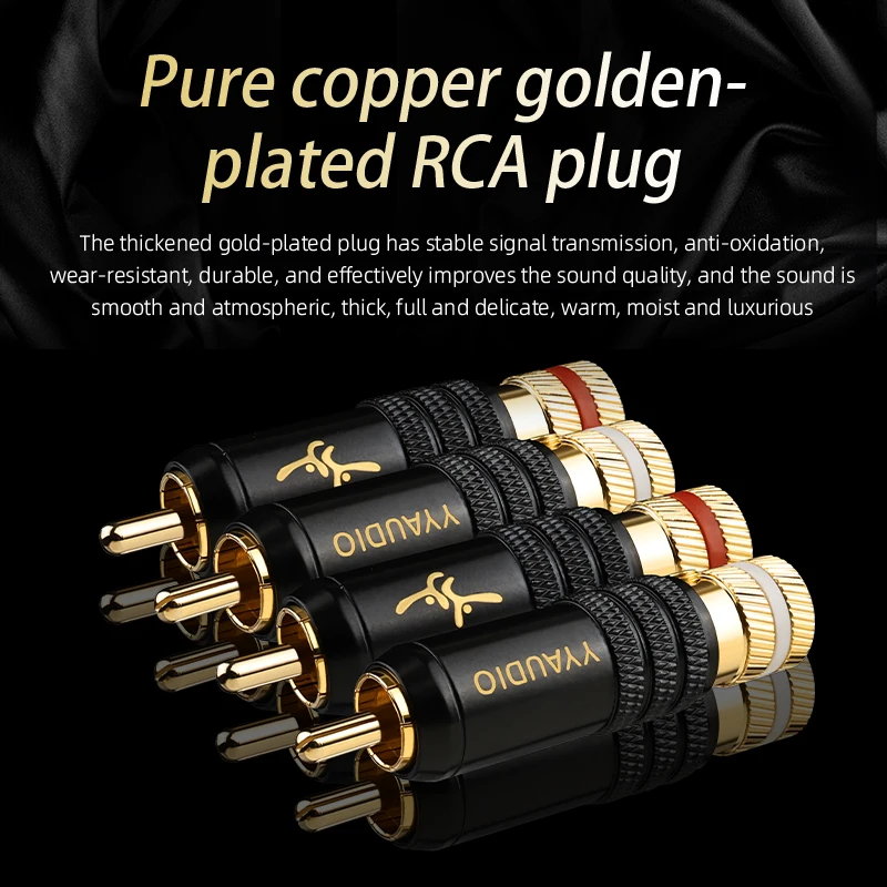 4-Piece Gold Plated RCA Plug Connectors - Copper Audio/Video Adapters (HIFI Quality)