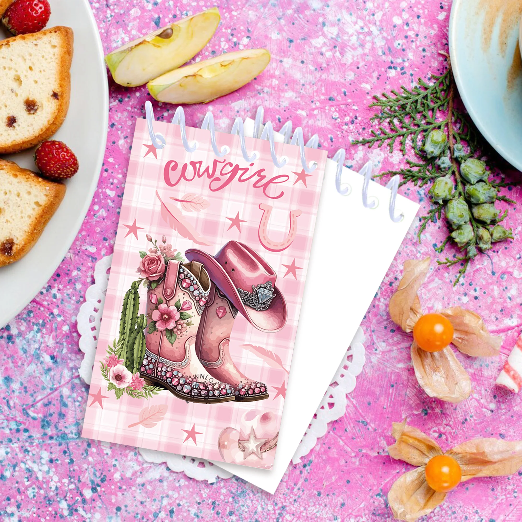 8/16/24pcs 카우걸 부츠 미니 나선형 포켓 노트 메모 패드 코일 소책자 메모장 사무용품 어린이 선물