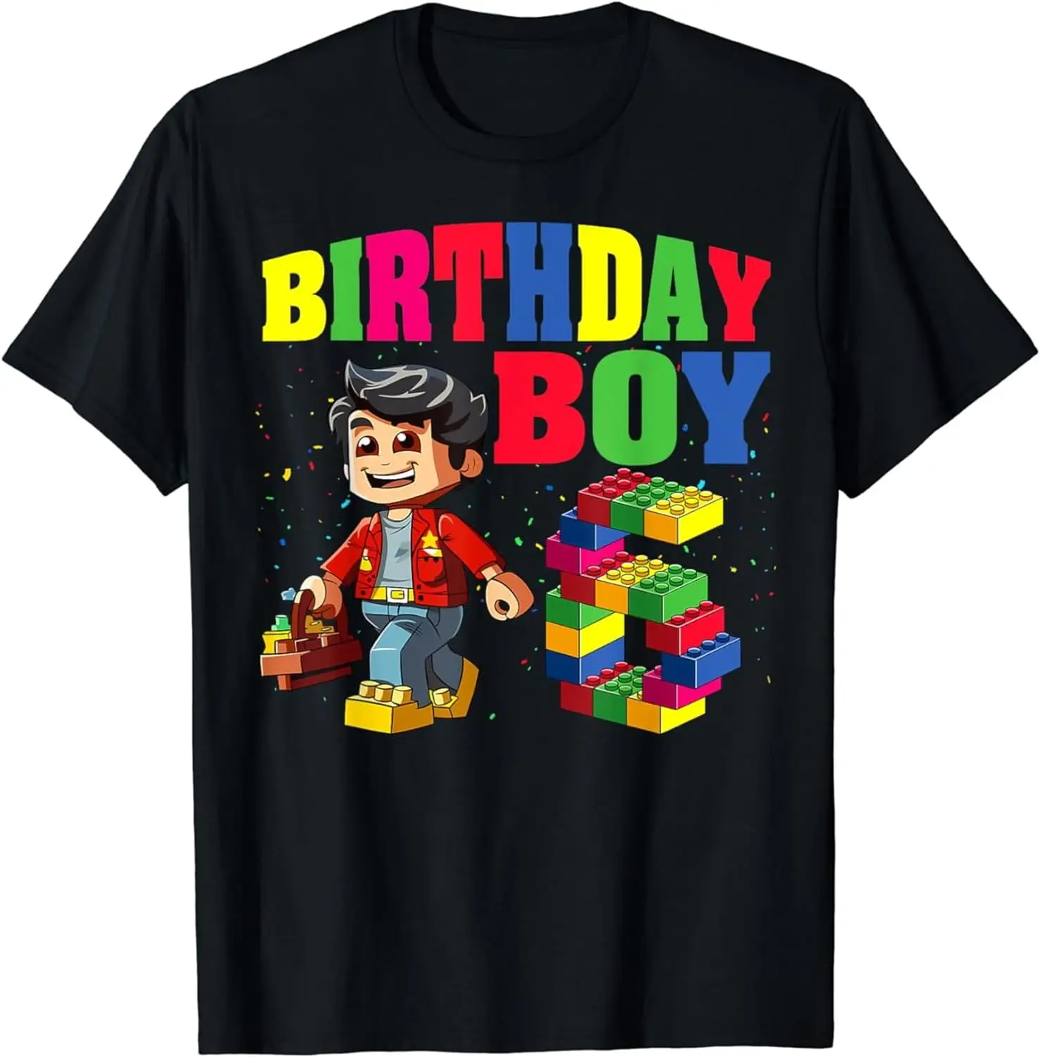 

Building Bricks Birthday Boy Master Builder Graphic T Shirts, Women's Crew Neck Casual Premium Polyester Breathable Tees