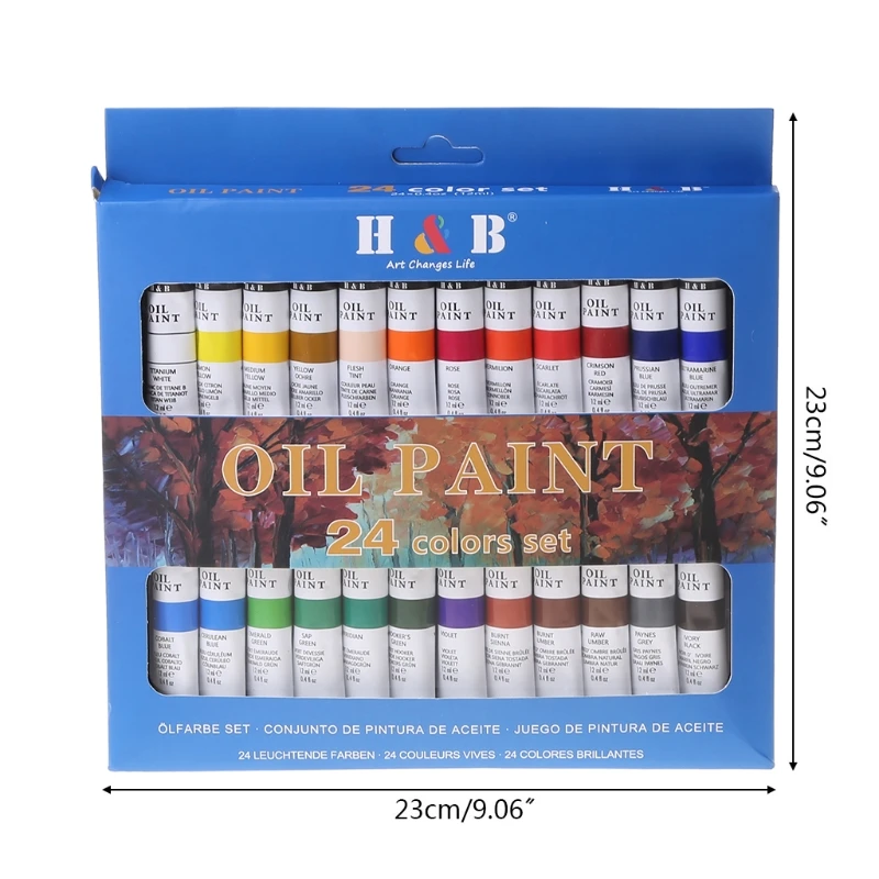 24 Colors Professional Oil Painting Paint Drawing Pigment 12ml Tubes Set Artist Art Supplies for Beginner QXNF images - 6